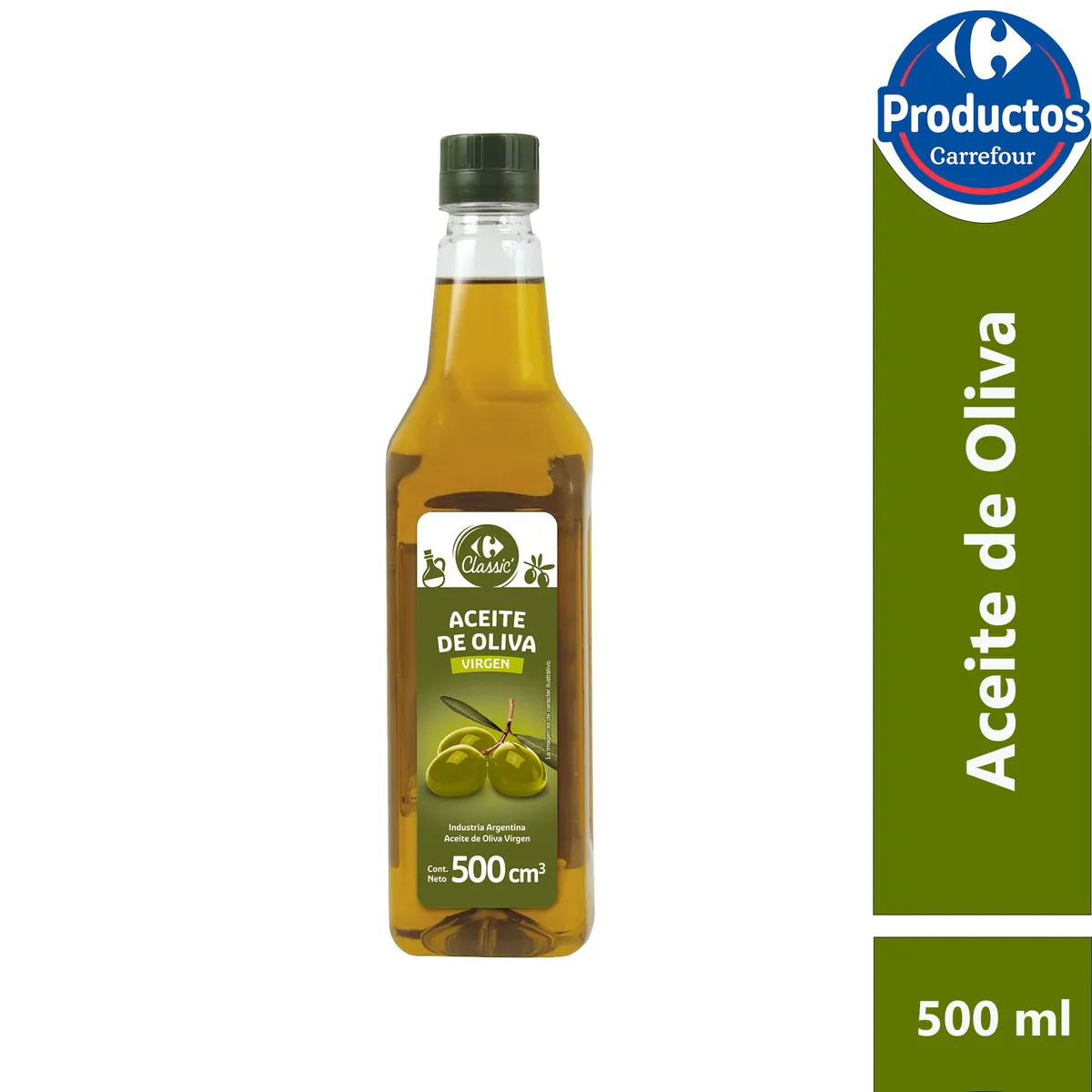 Aceite de oliva Carrefour Classic virgen en botella 500 ml