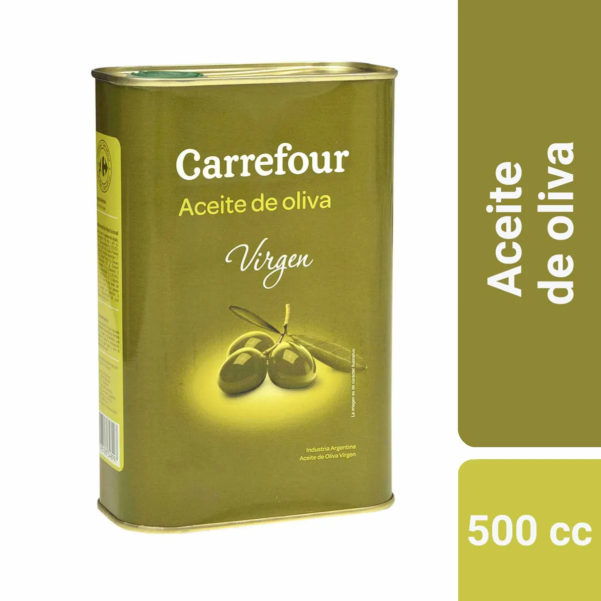 Aceite de oliva virgen Carrefour lata 500 cc.