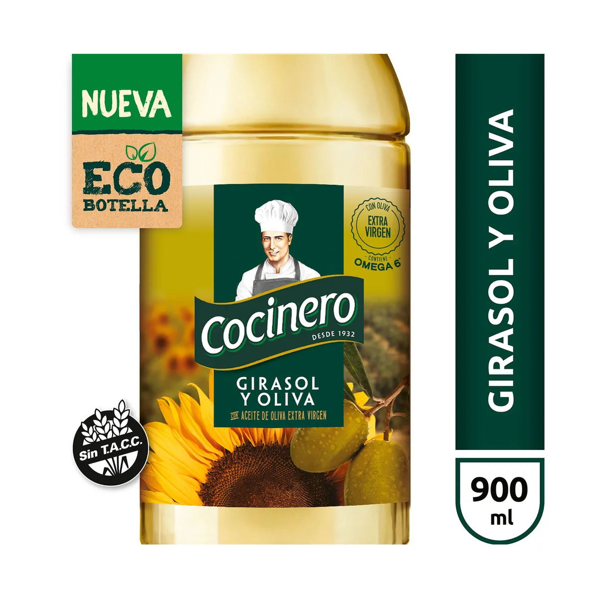 Aceite mezcla Cocinero girasol oliva pet 900 ml.