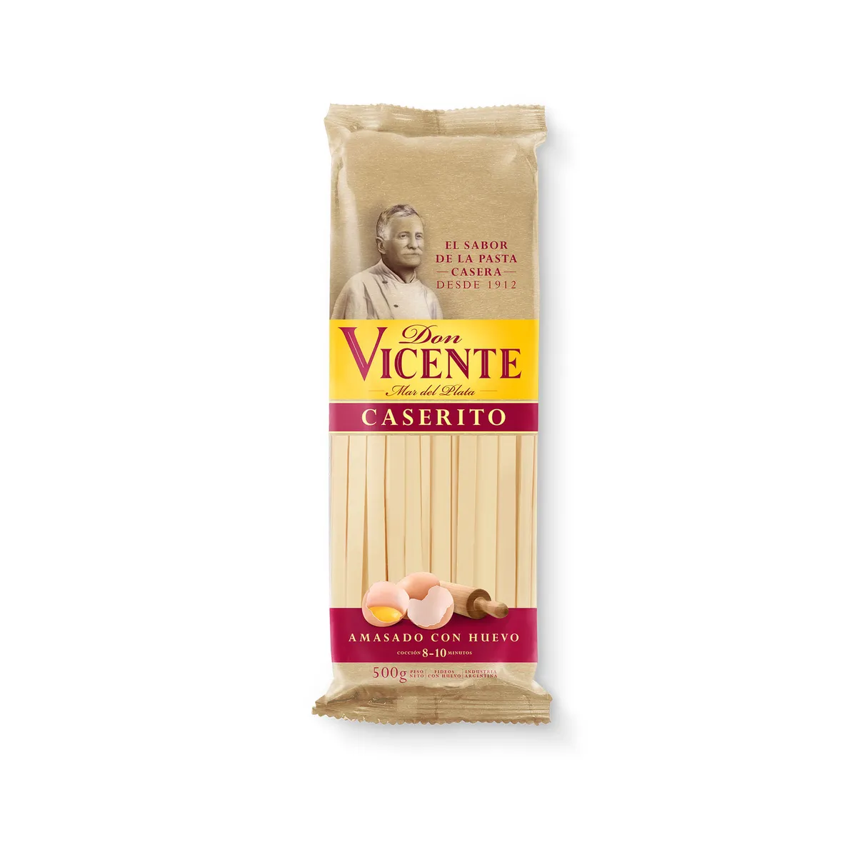 Fideos cinta caserito Don vicente en bolsa 500 g.