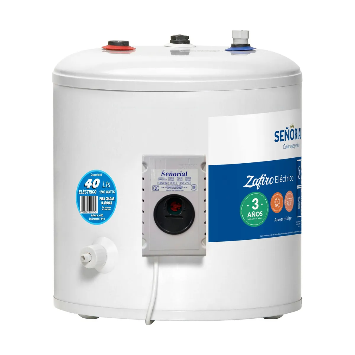 Termotanque Eléctrico Señorial Zafiro 40 Litros Blanco