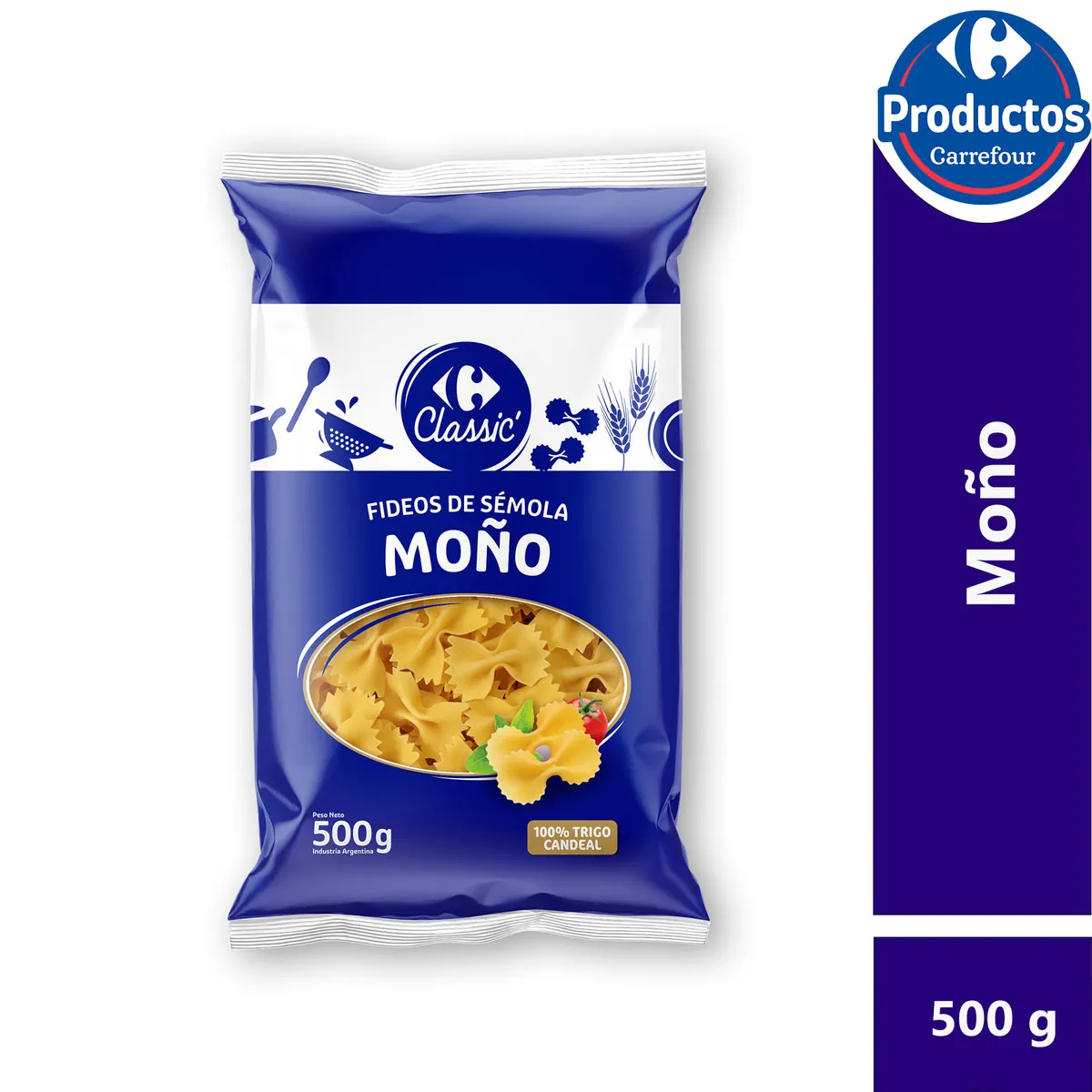 Fideos guiseros moño Carrefour classic 500 g.