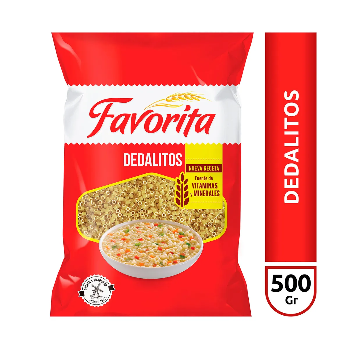 Fideos dedalitos Favorita bolsa 500 g.