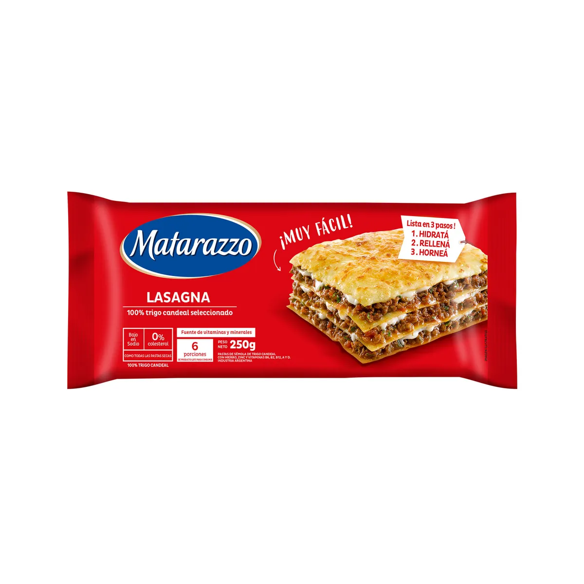 Lasagna precocida Matarazzo 250 g.