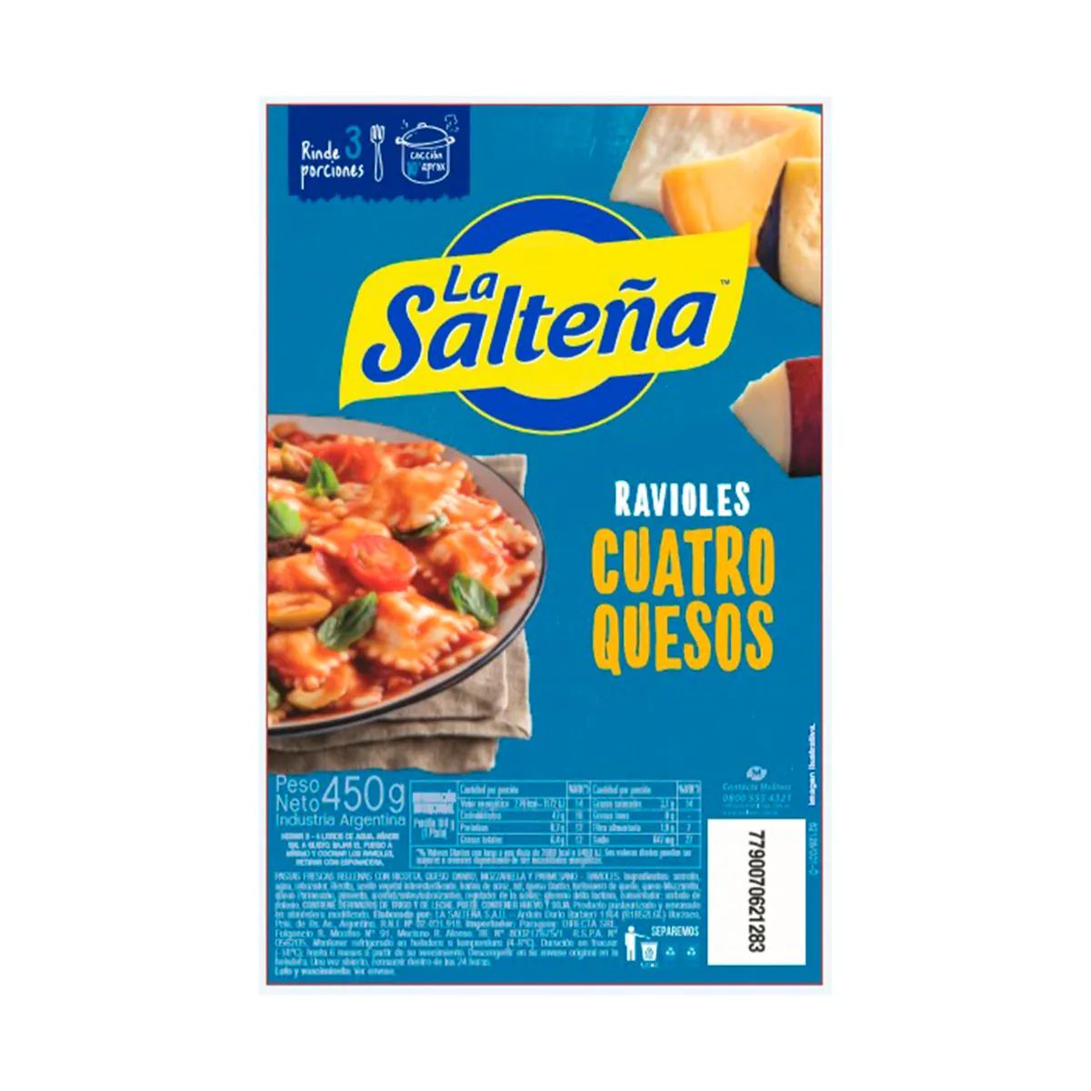 Ravioles La sateña 4 quesos blister 450 g.