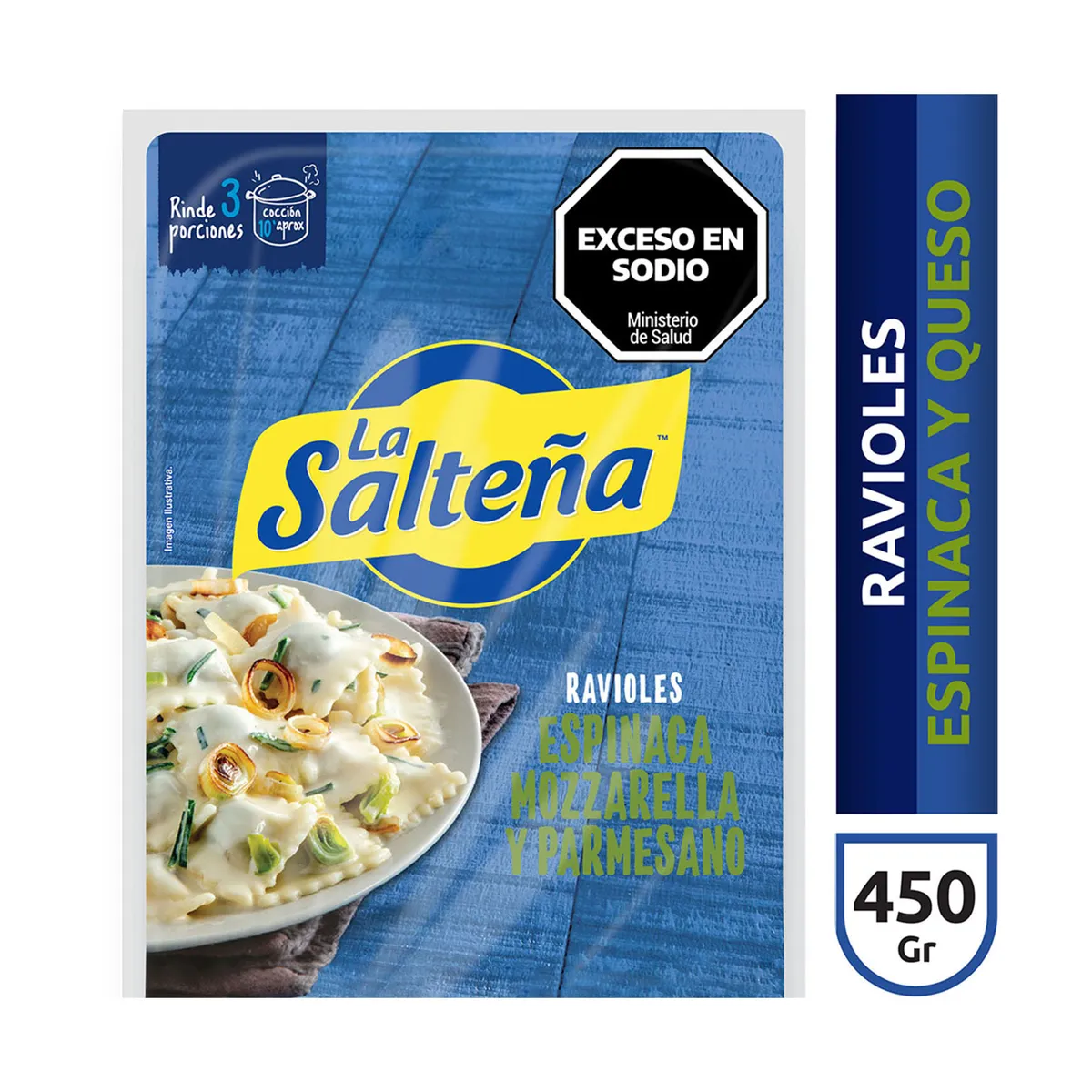 Ravioles La salteña de espinaca y muzzarella 450 g.