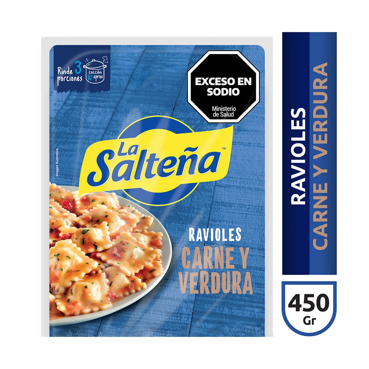 Ravioles La salteña de carne y espinaca blister 450 g.