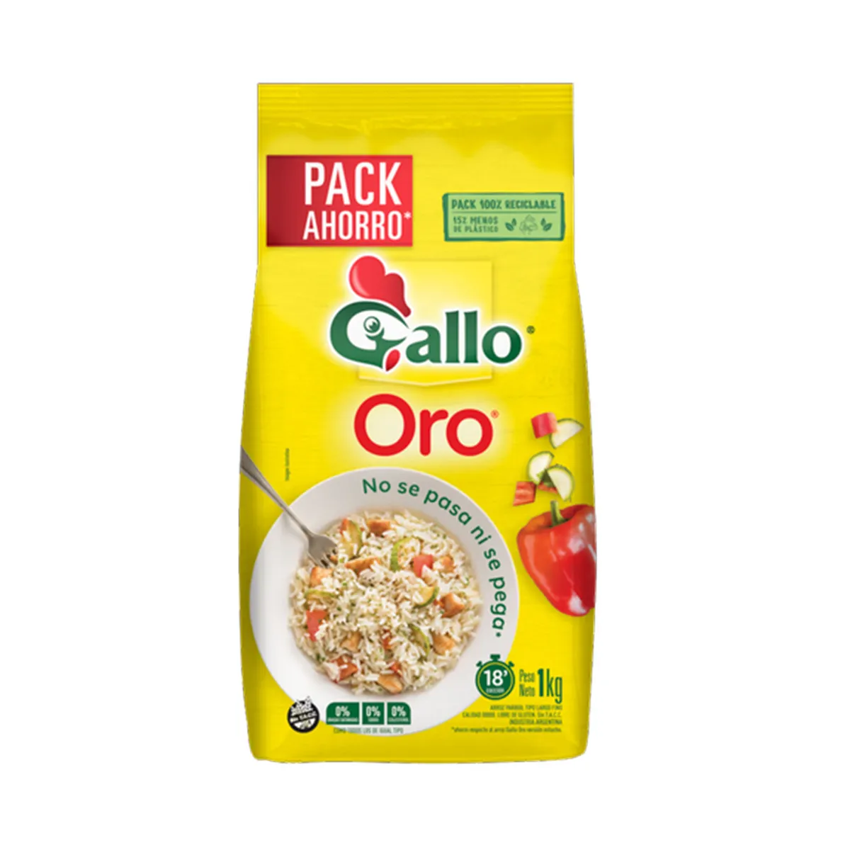 Arroz parboil Gallo oro en bolsa 1 kg.