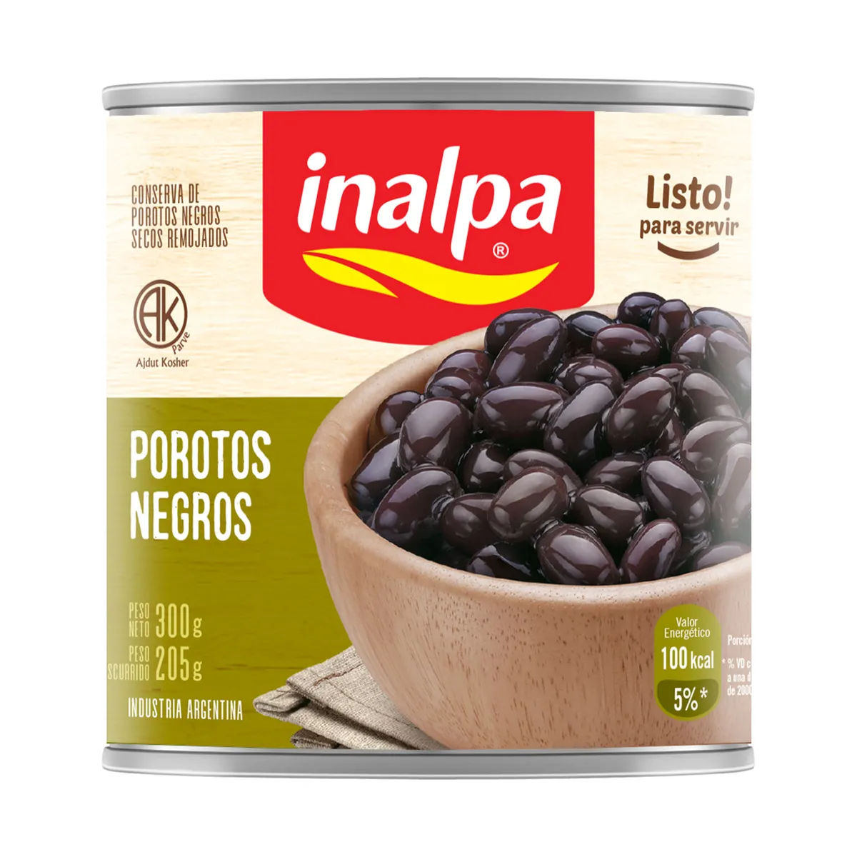 Porotos negros secos remojados Inalpa 300 g.
