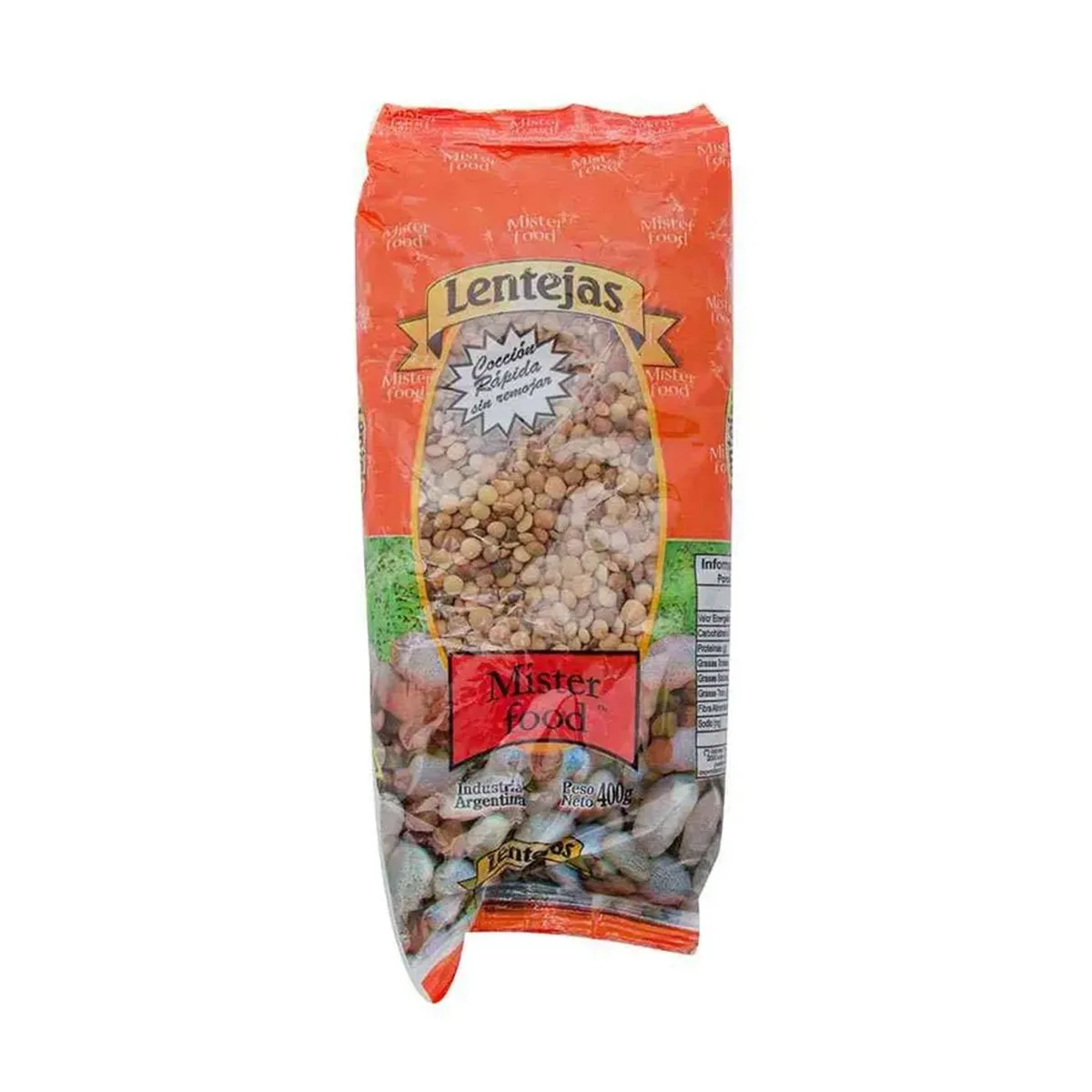 Lentejas Mister Food en bolsa 400 g.