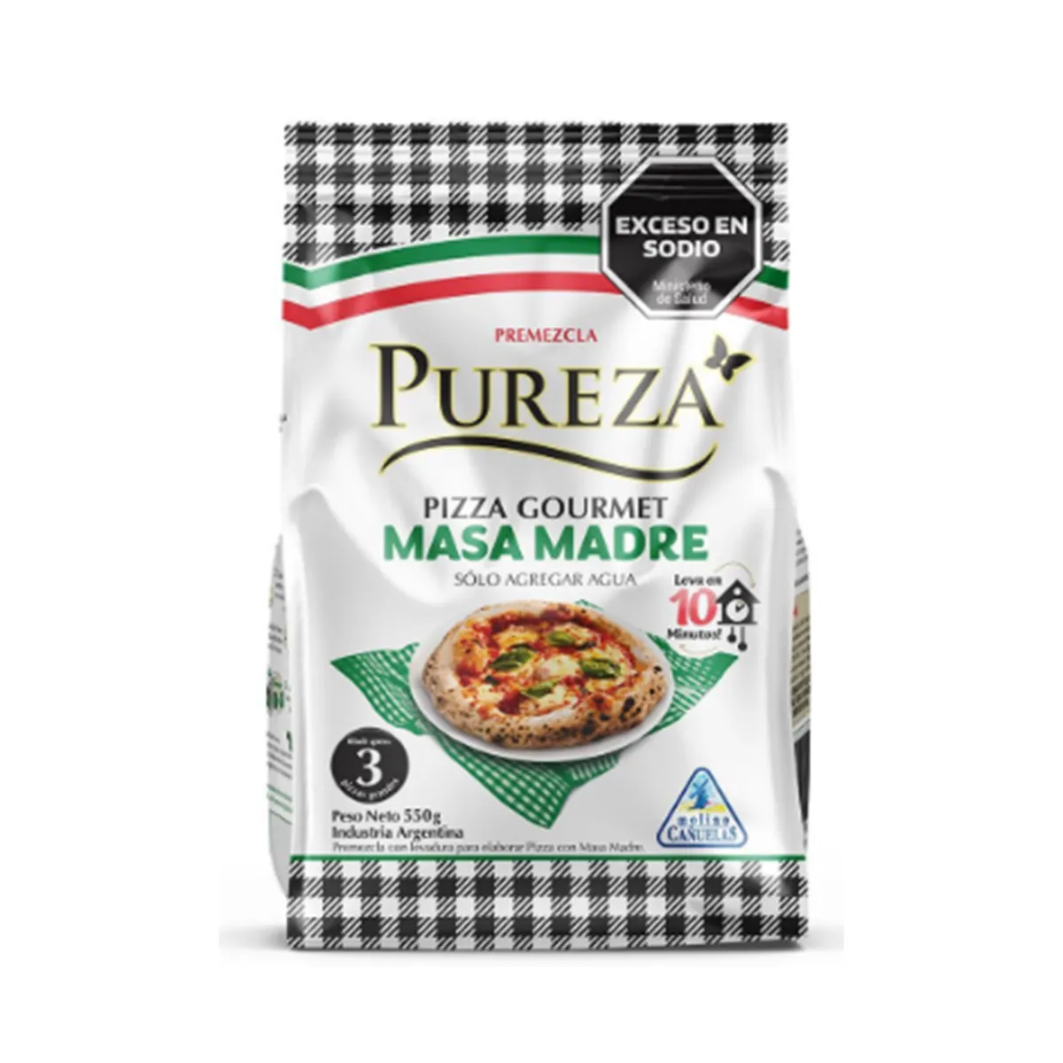 Premezcla para pizza Pureza masa madre 550 g.