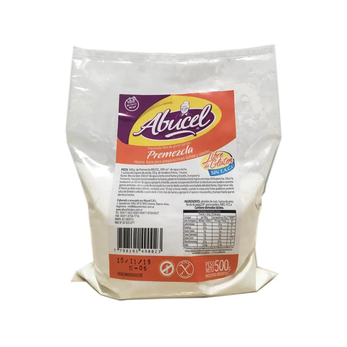 Premezcla sin tacc Abucel en bolsa 500 g.