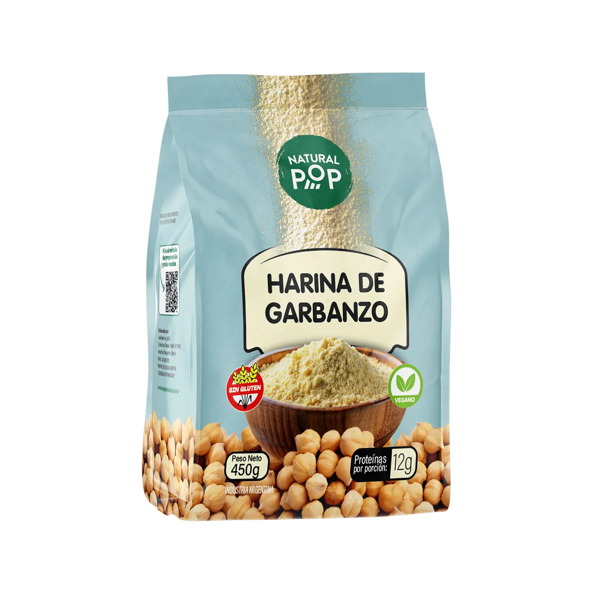 Harina de garbanzo Natural Pop sin tacc 450 grs