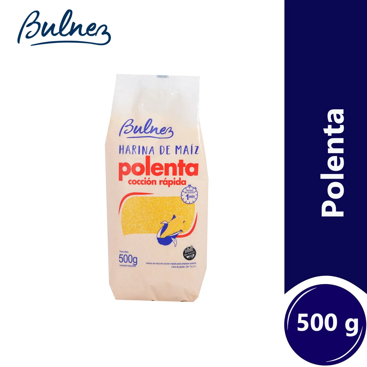 Polenta instantanea sin tacc Bulnez en bolsa 500 g.