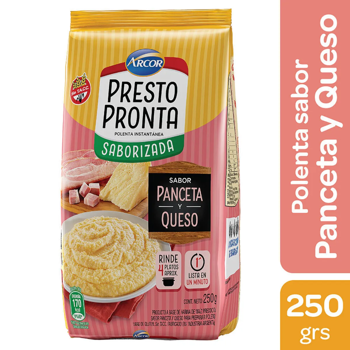 Polenta Presto Pronta panceta y queso sin TACC 250 g.