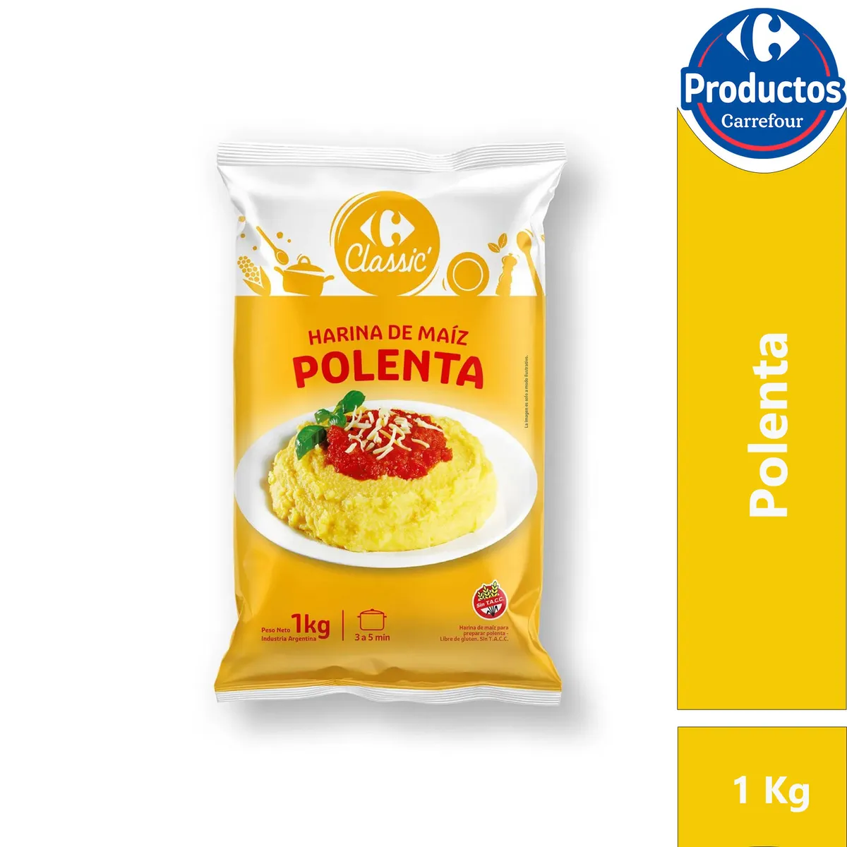 Polenta Carrefour Classic bolsa 1 kg.