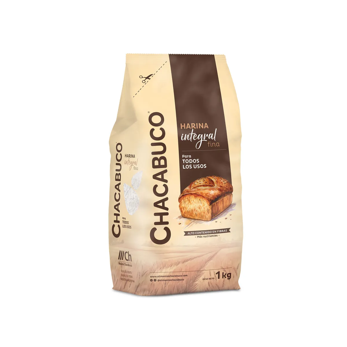 Harina integral fina Chacabuco 1 kg.