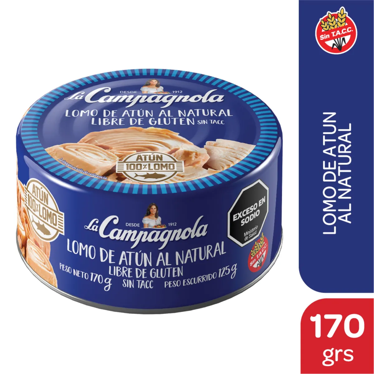 Atún al natural La Campagnola lomitos 170 g.