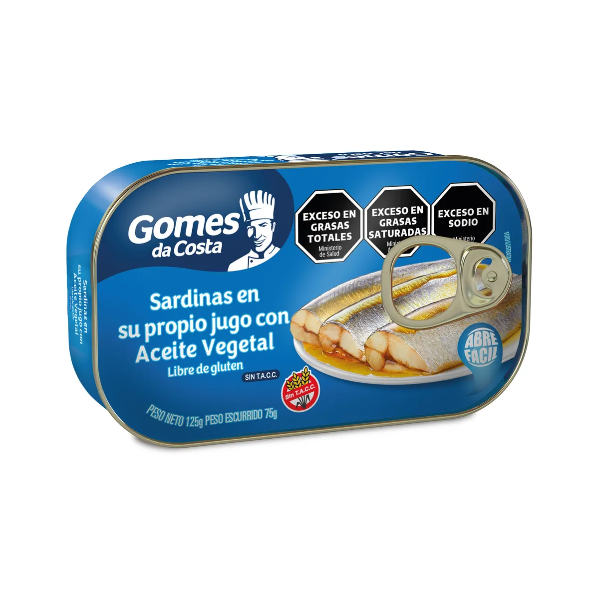 Sardinas en aceite vegetal Gomes da costa 125 g.