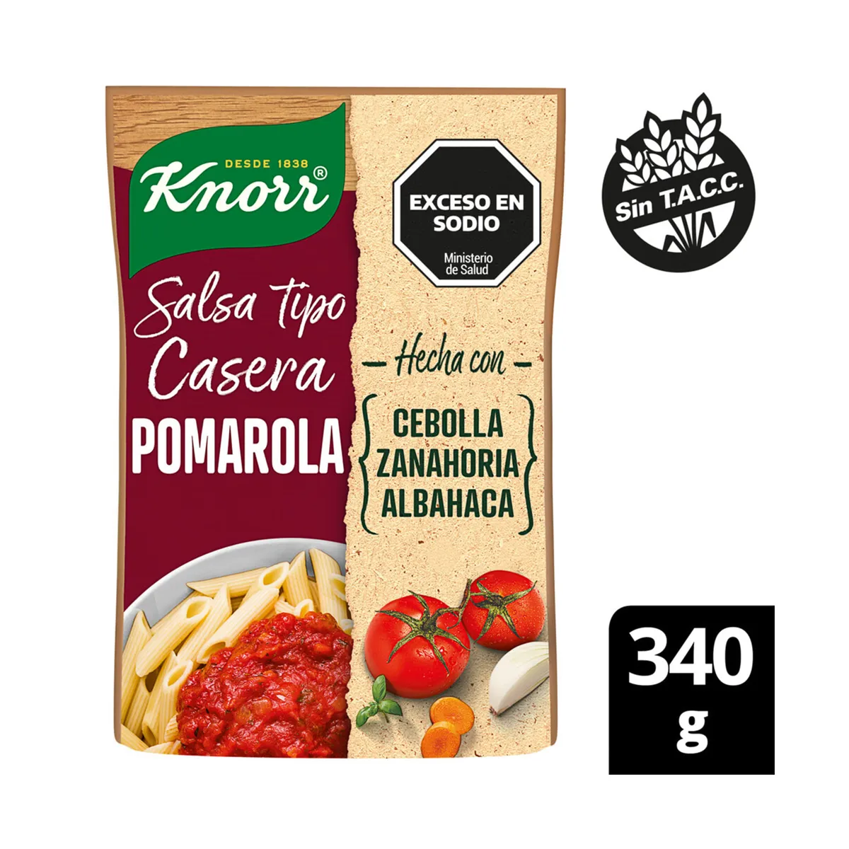 Salsa Knorr pomarola tradicional 340 g.