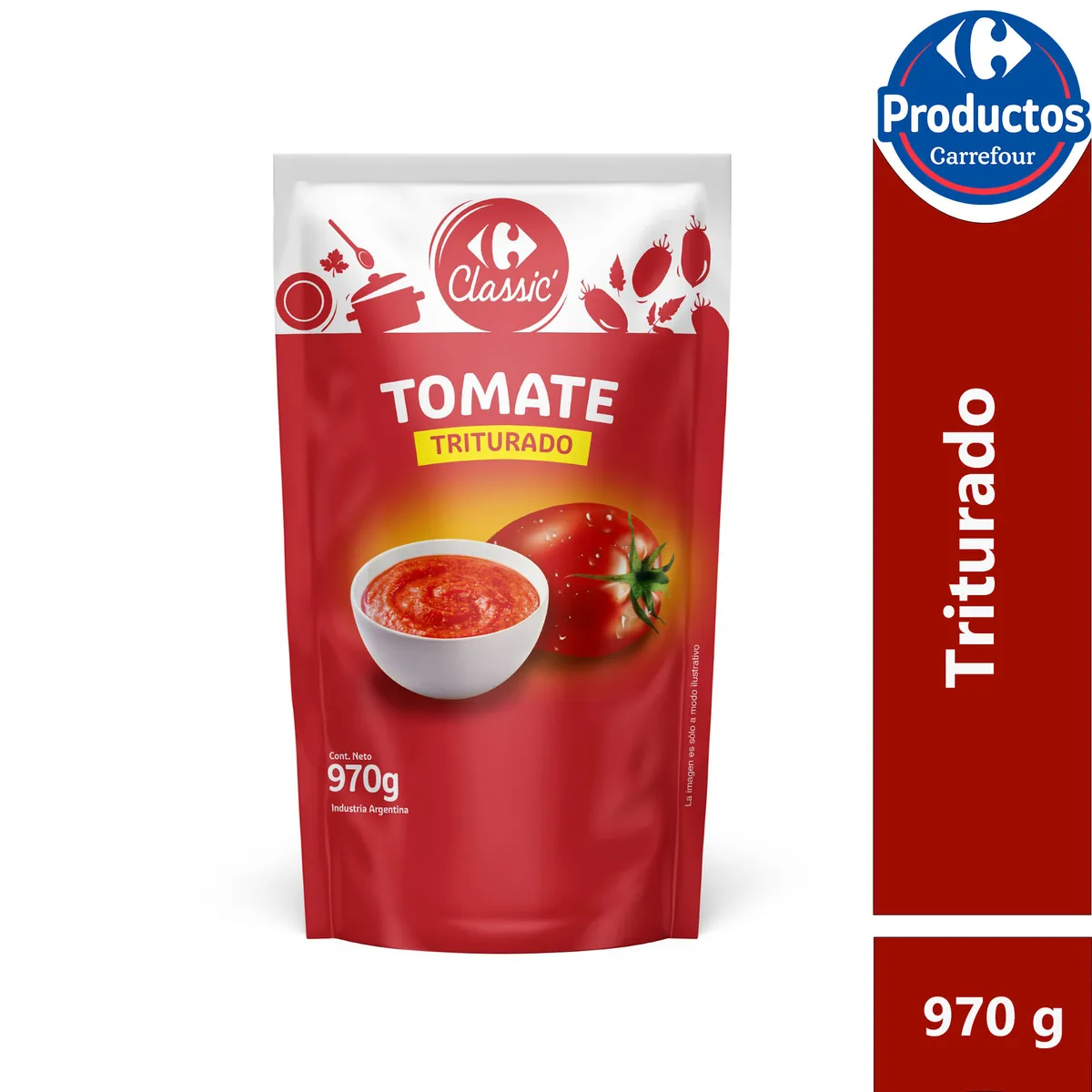 Tomate triturado Carrefour classic dp 970 g.