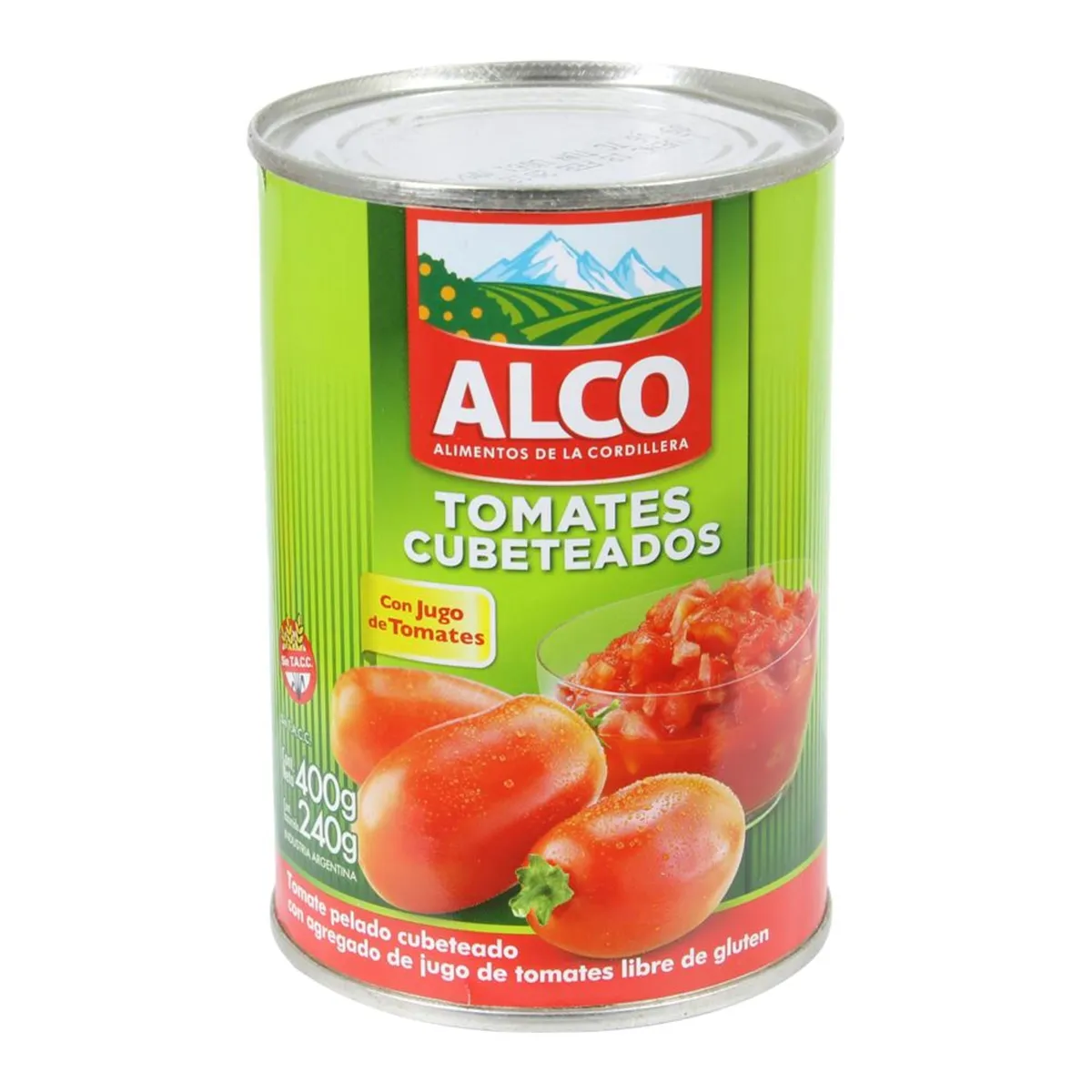 Tomate perita Alco cubeteado 400 g.