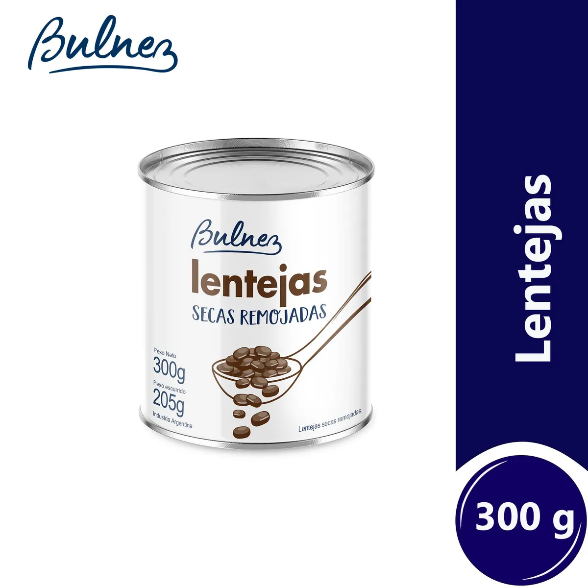 Lentejas secas remojadas Bulnez en lata 300 g.