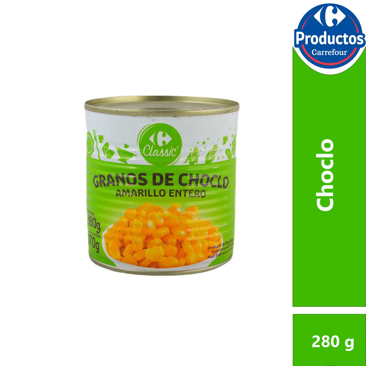 Choclo en granos Carrefour Classic con sal 280 grs