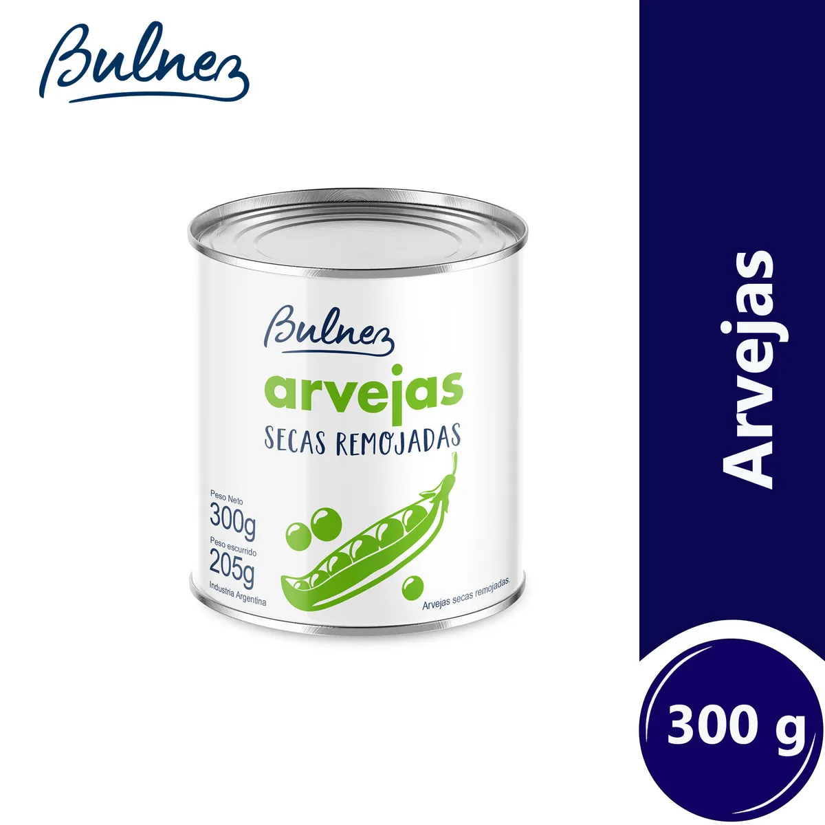 Arvejas secas remojadas Bulnez en lata 300 g.