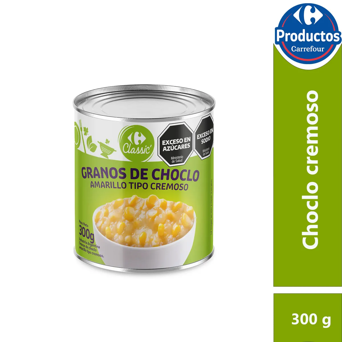 Choclo cremoso amarillo Carrefour classic en lata 300 g.