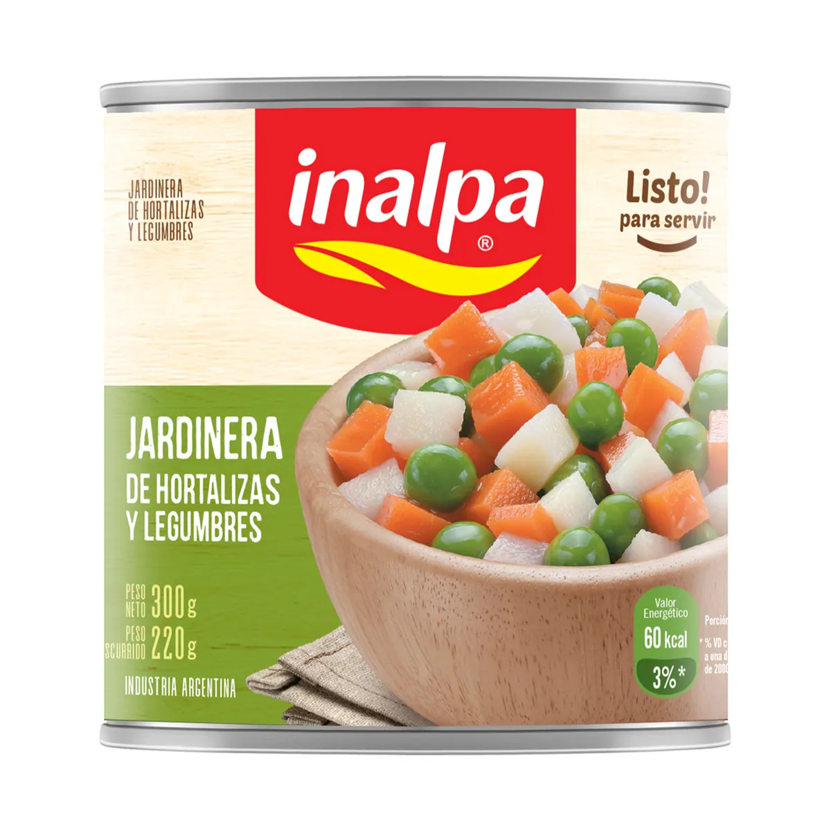 Jardinera Inalpa hortalizas y legumbres lata 300 g.