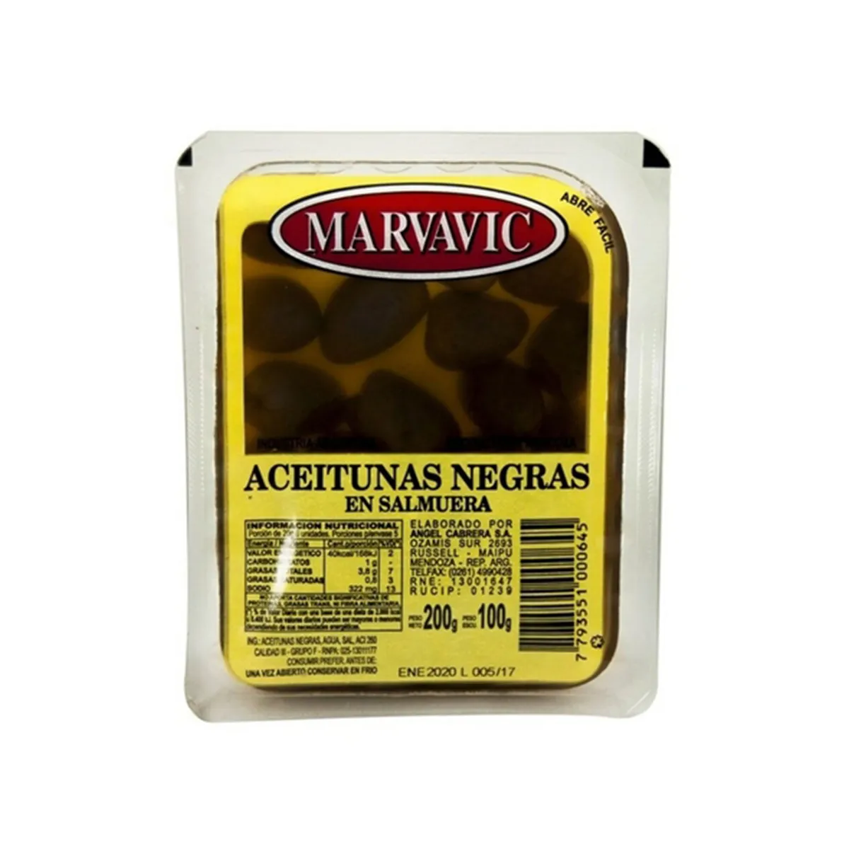 Aceitunas negras descarozadas Marvavic 80 grs