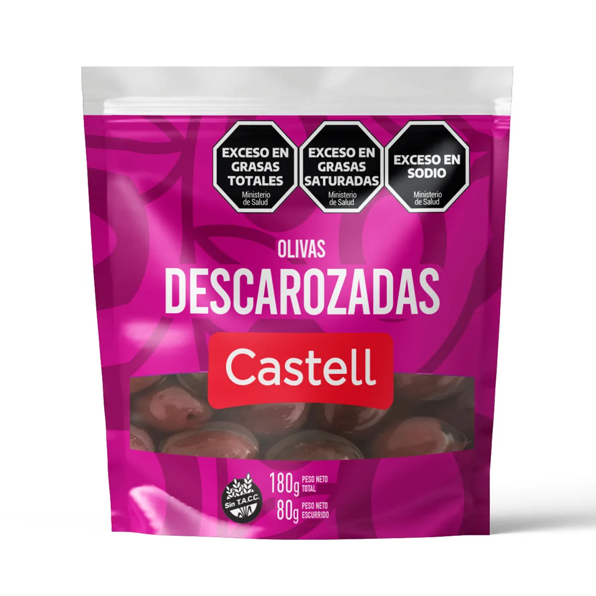 Aceitunas negras Castell descarozadas dp 80 g.