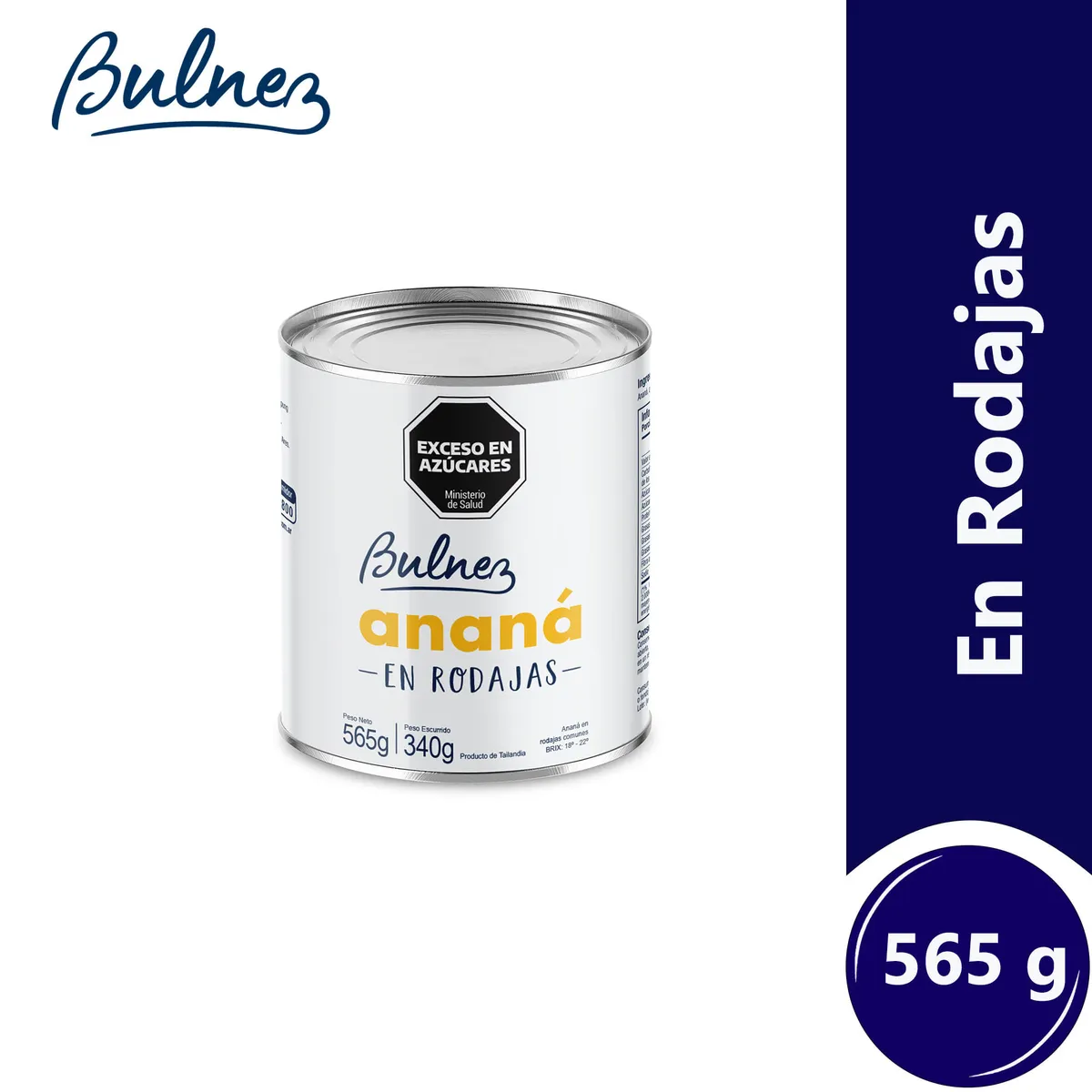 Ananá en rodajas Bulnez en lata 565 g.