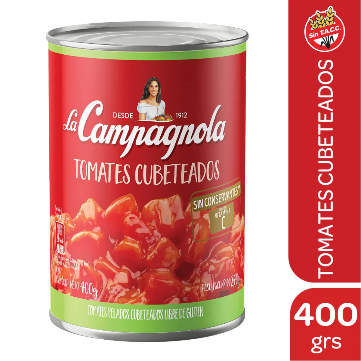 Tomate cubeteado La Campagnola 400 g.
