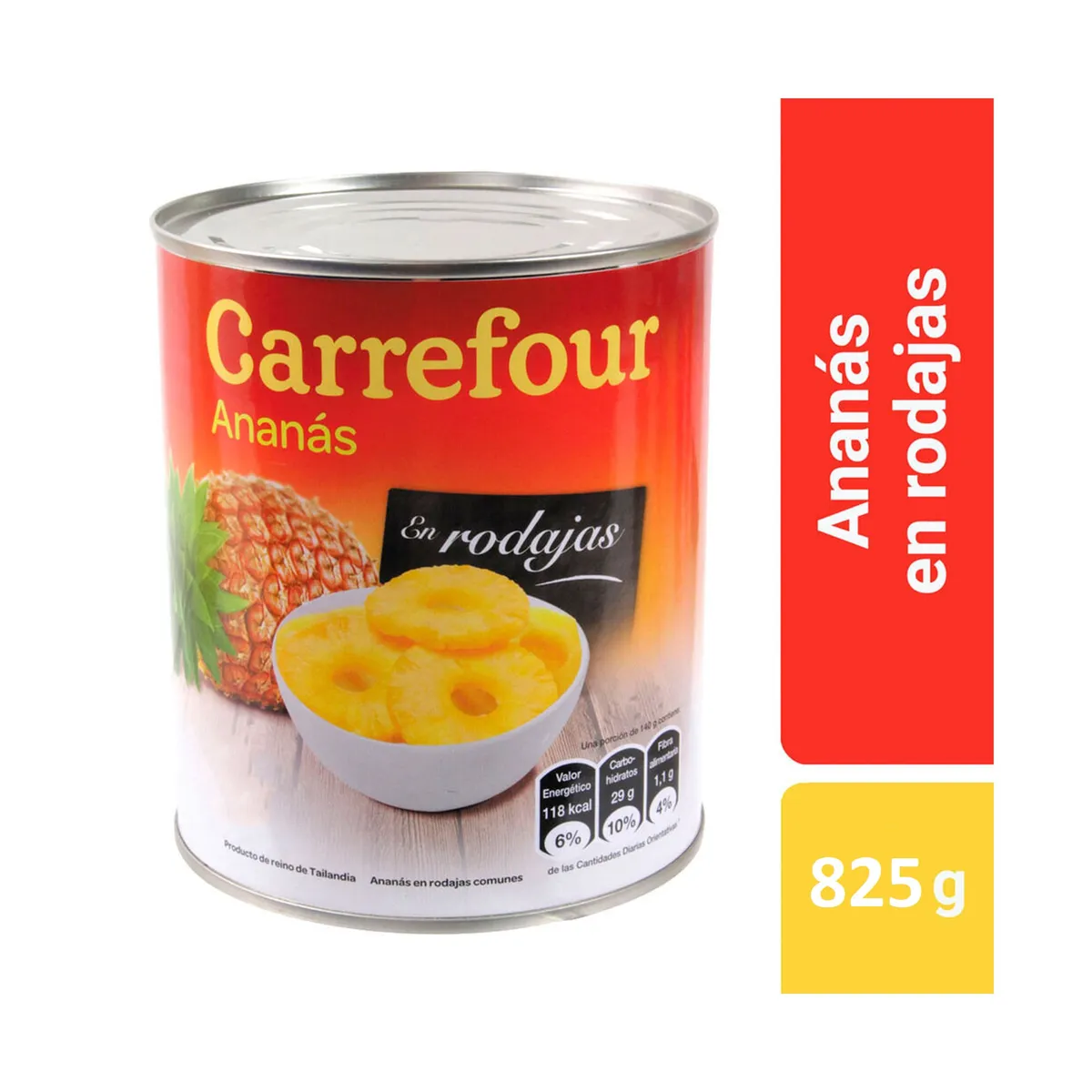 Ananá en rodajas Carrefour 825 g.