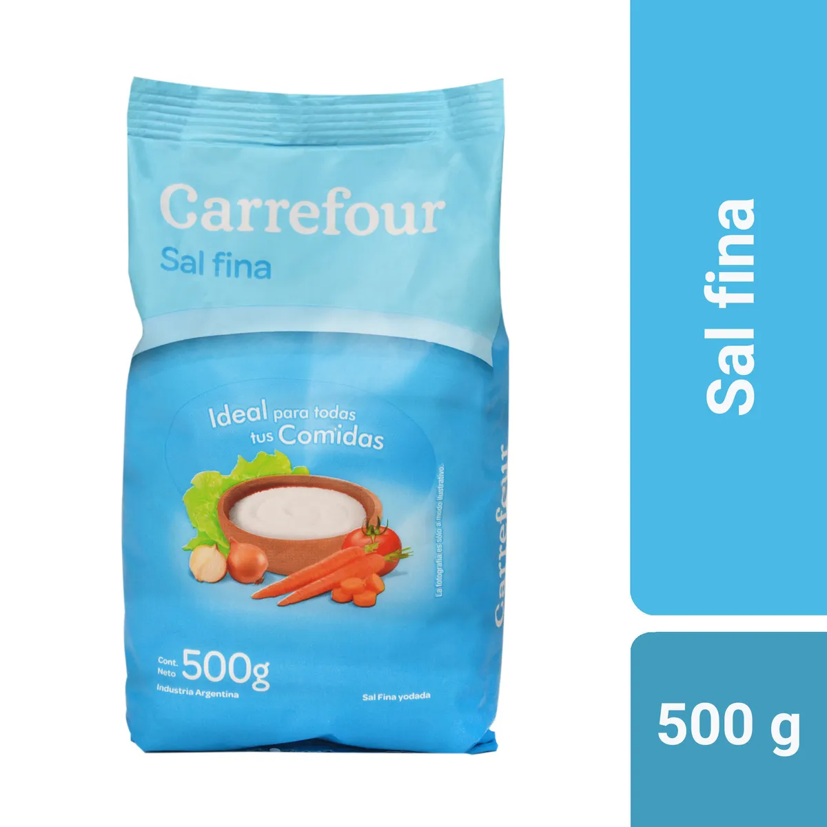 Sal fina Carrefour bolsa 500 g.