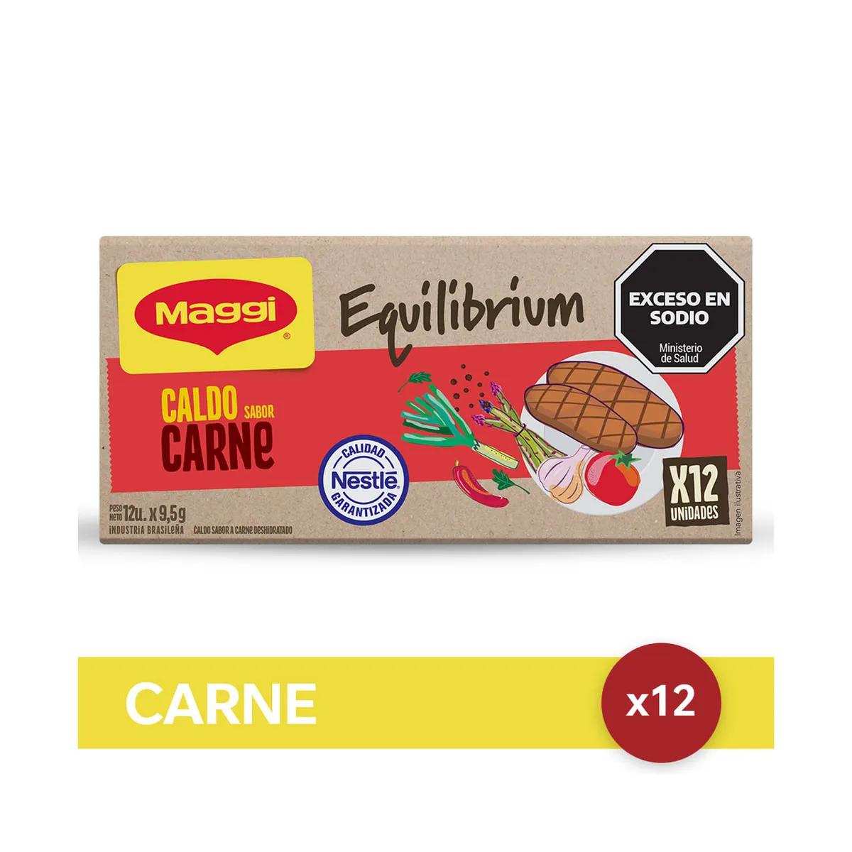 Caldo de carne Maggi menos sodio 12 uni