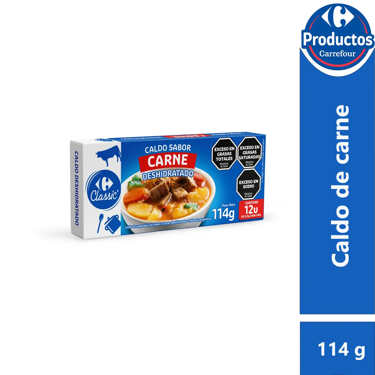 Caldo de carne Carrefour classic deshidratado 12 u.