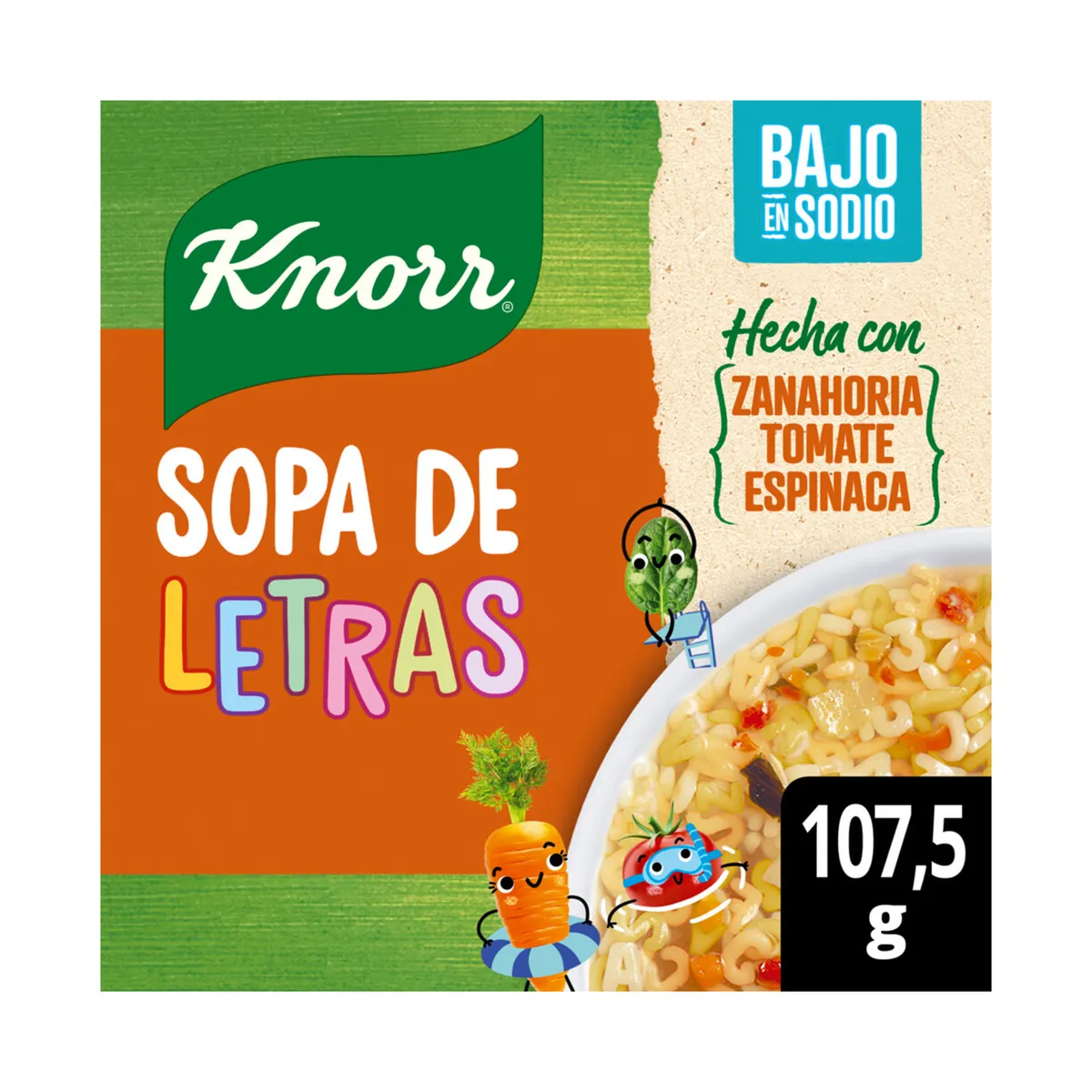 Sopa de letras Knorr con vegetales 107.5 g.
