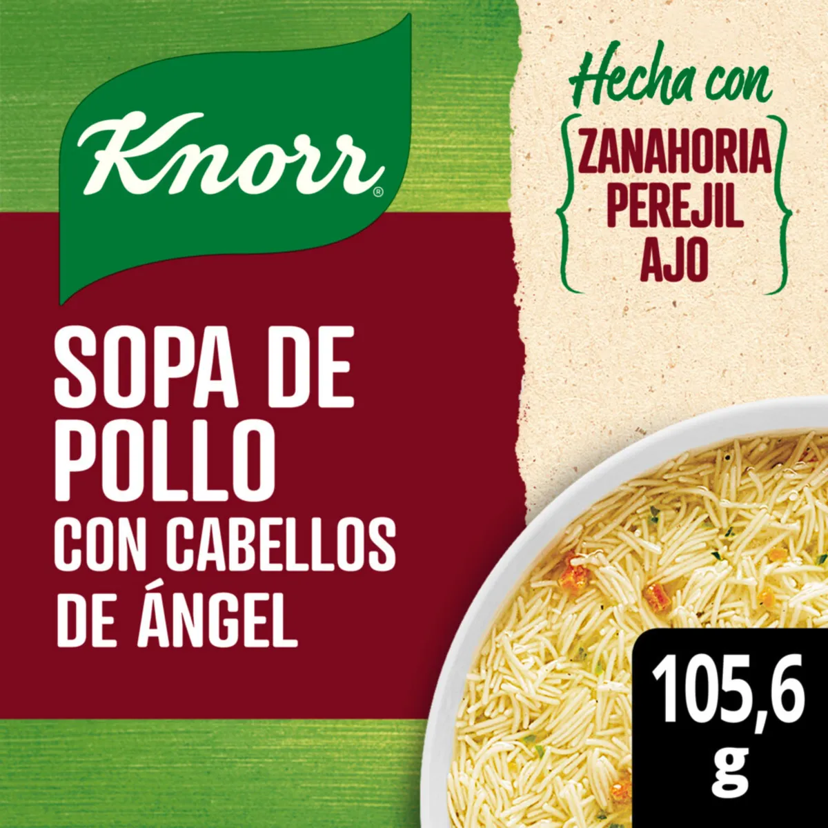 Sopa de pollo Knorr con cabello de ángel 105.6 g.