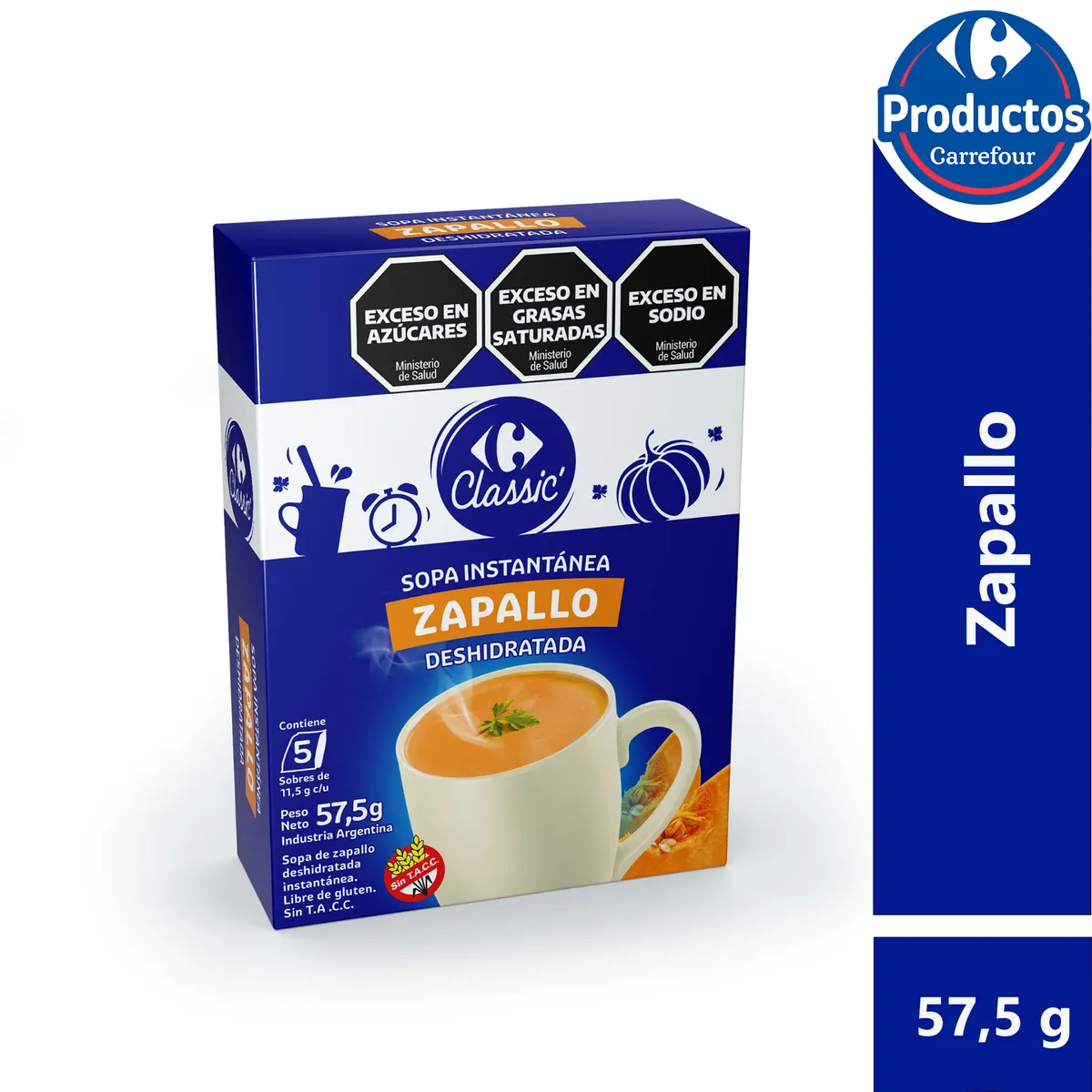 Sopa instantánea Carrefour classic zapallo 5 uni