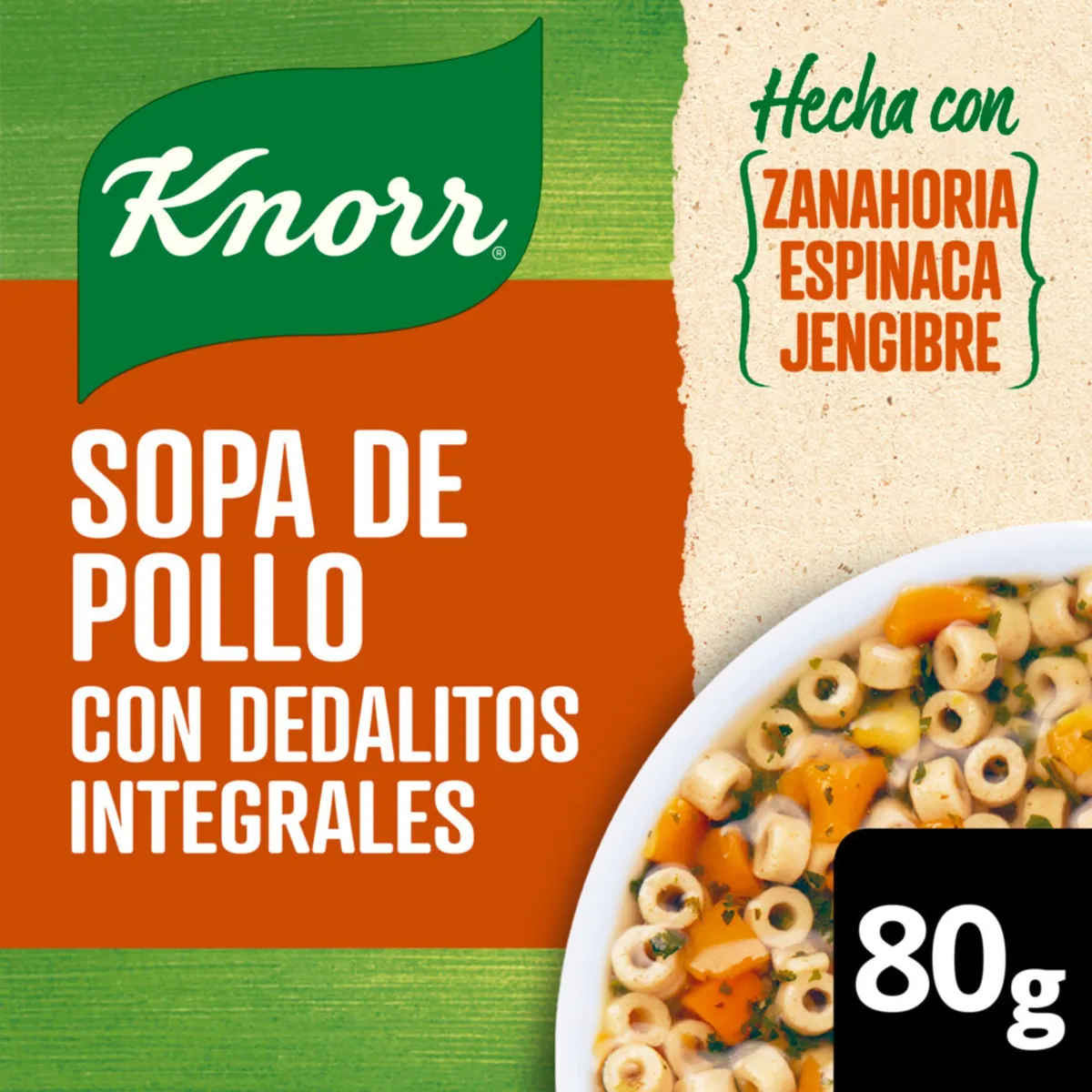Sopa de pollo Knorr con dedalitos integrales 80 g.