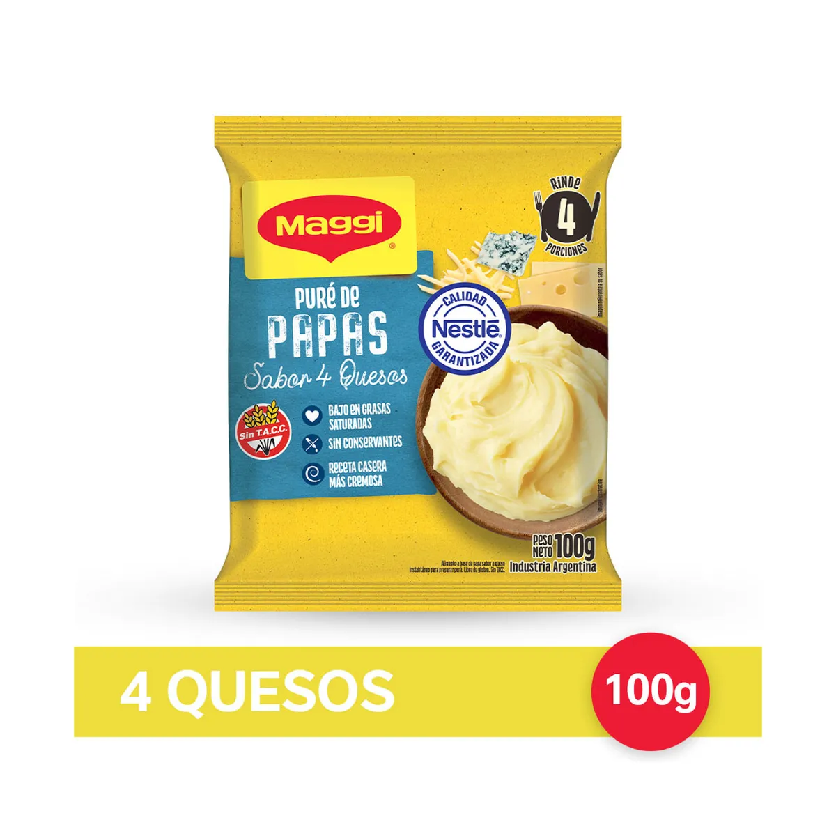 Puré de Papas Maggi 4 quesos 100 grs