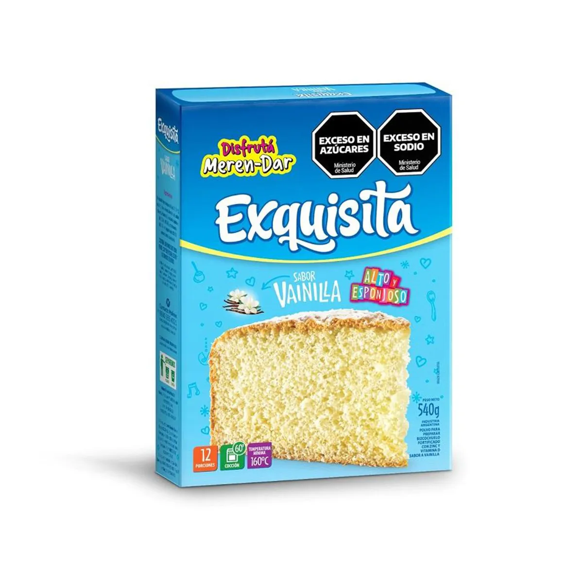 Bizcochuelo fortificado Exquisita de vainilla 540 g.