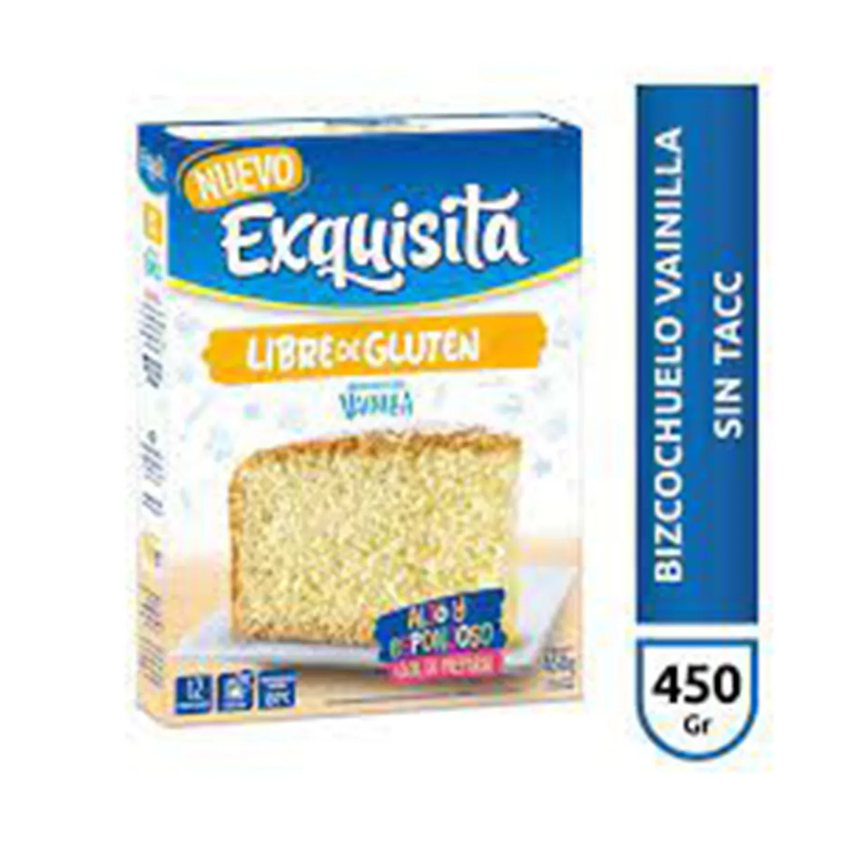 Bizcochuelo sin tacc Exquisita de vainilla 450 g.