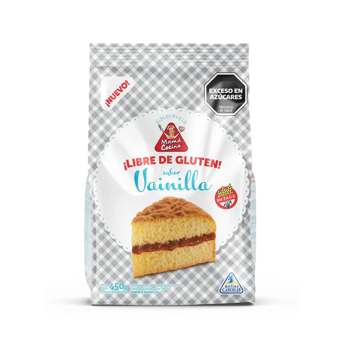 Premezcla bizcochuelo sin tacc Mamá cocina de vainilla 450 g.