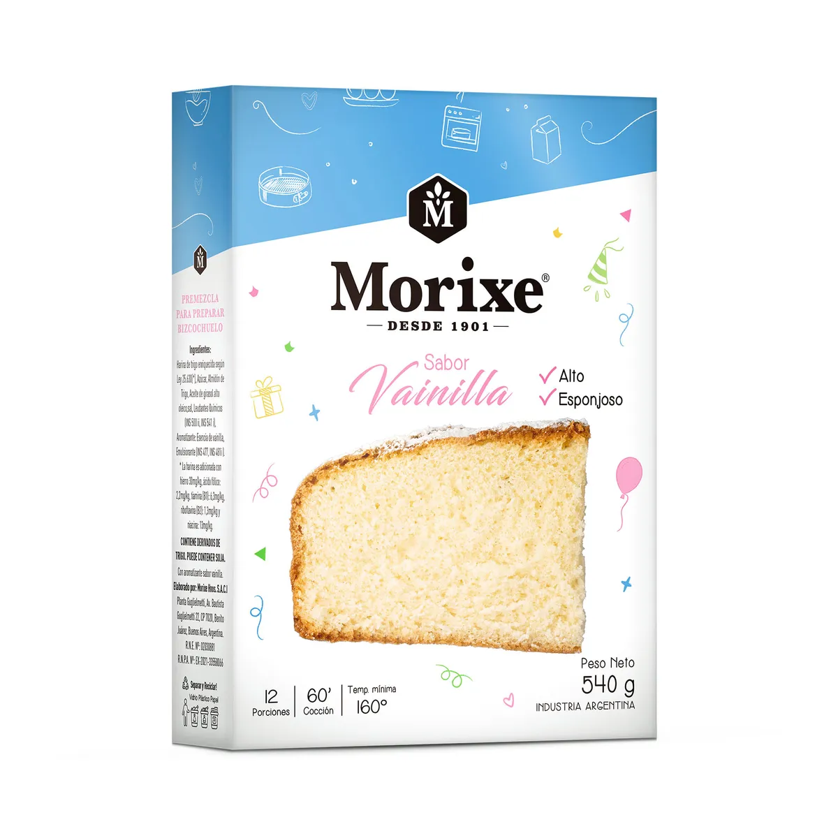 Bizcochuelo Morixe de vainilla 540 g.