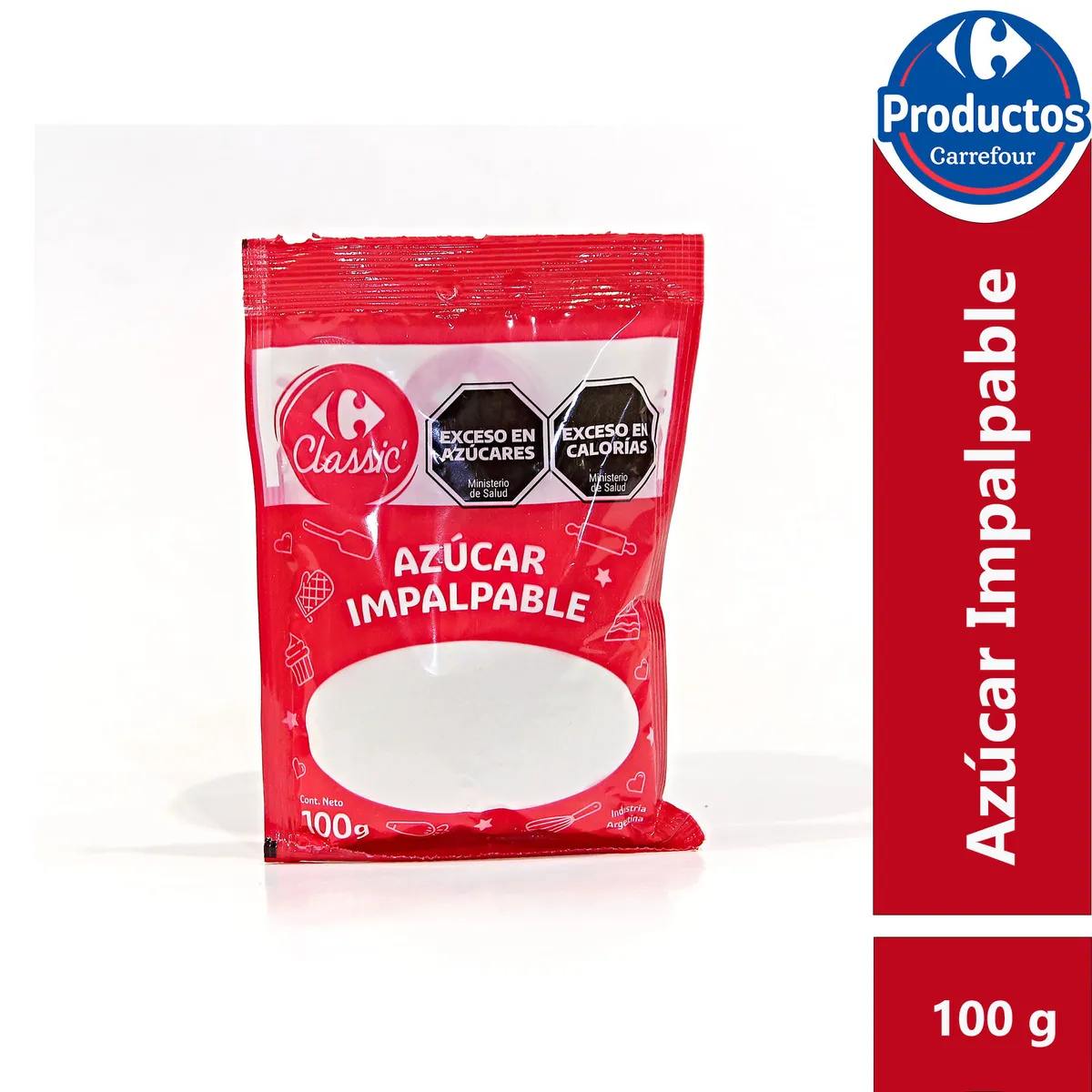 Azúcar impalpable Carrefour Classic en sobre 100 g.