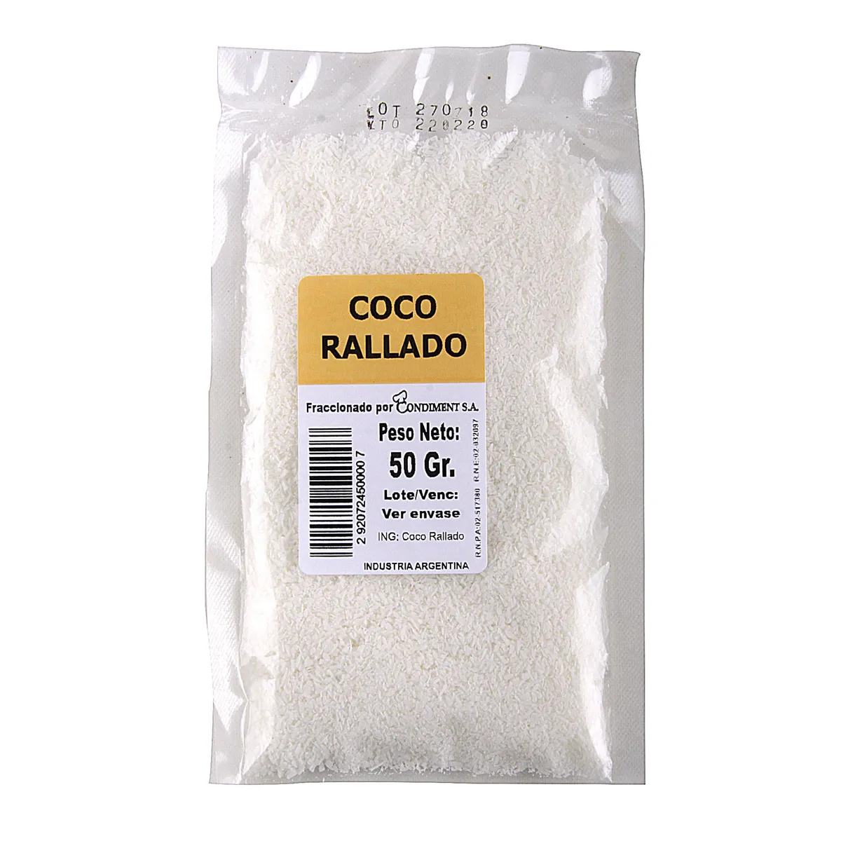 Coco rallado 50 g.